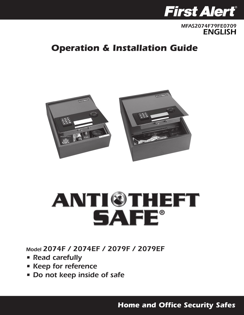 FIRST ALERT ANTI THEFT SAFE 2074EF SAFE OPERATIONS & INSTALLATION