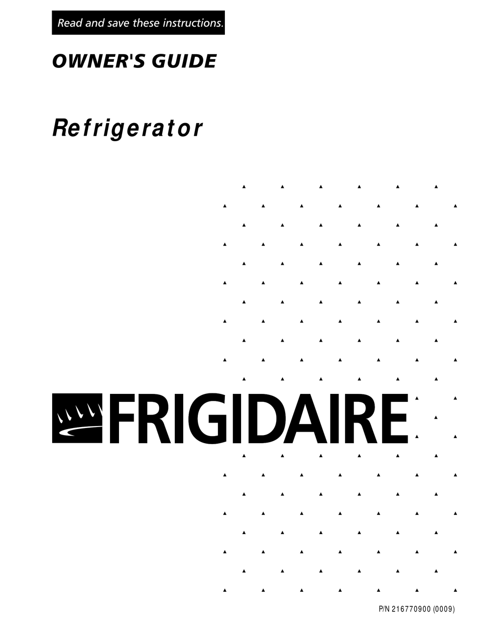 FRIGIDAIRE 216770900 REFRIGERATOR OWNER'S MANUAL | ManualsLib