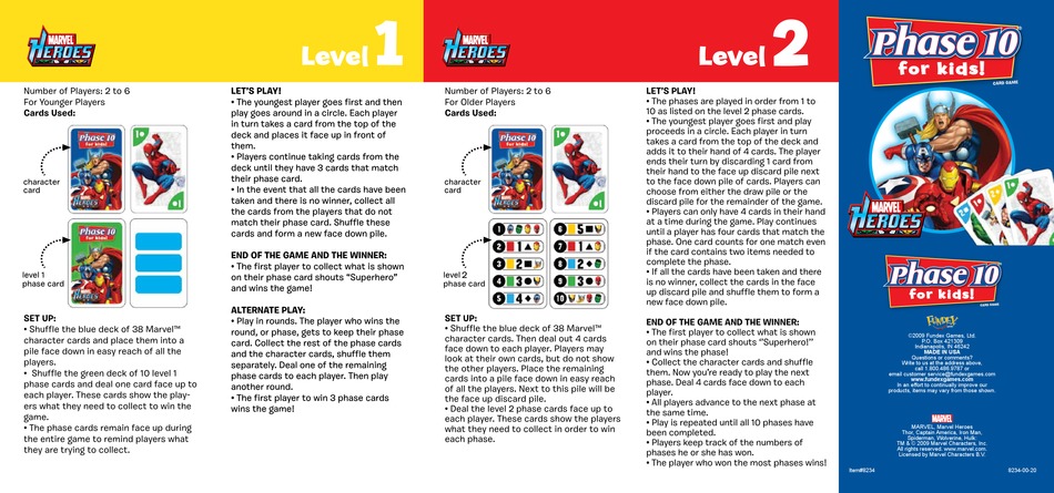 FUNDEX GAMES MARVEL 8234-00-20 BOARD GAME USER INSTRUCTIONS | ManualsLib