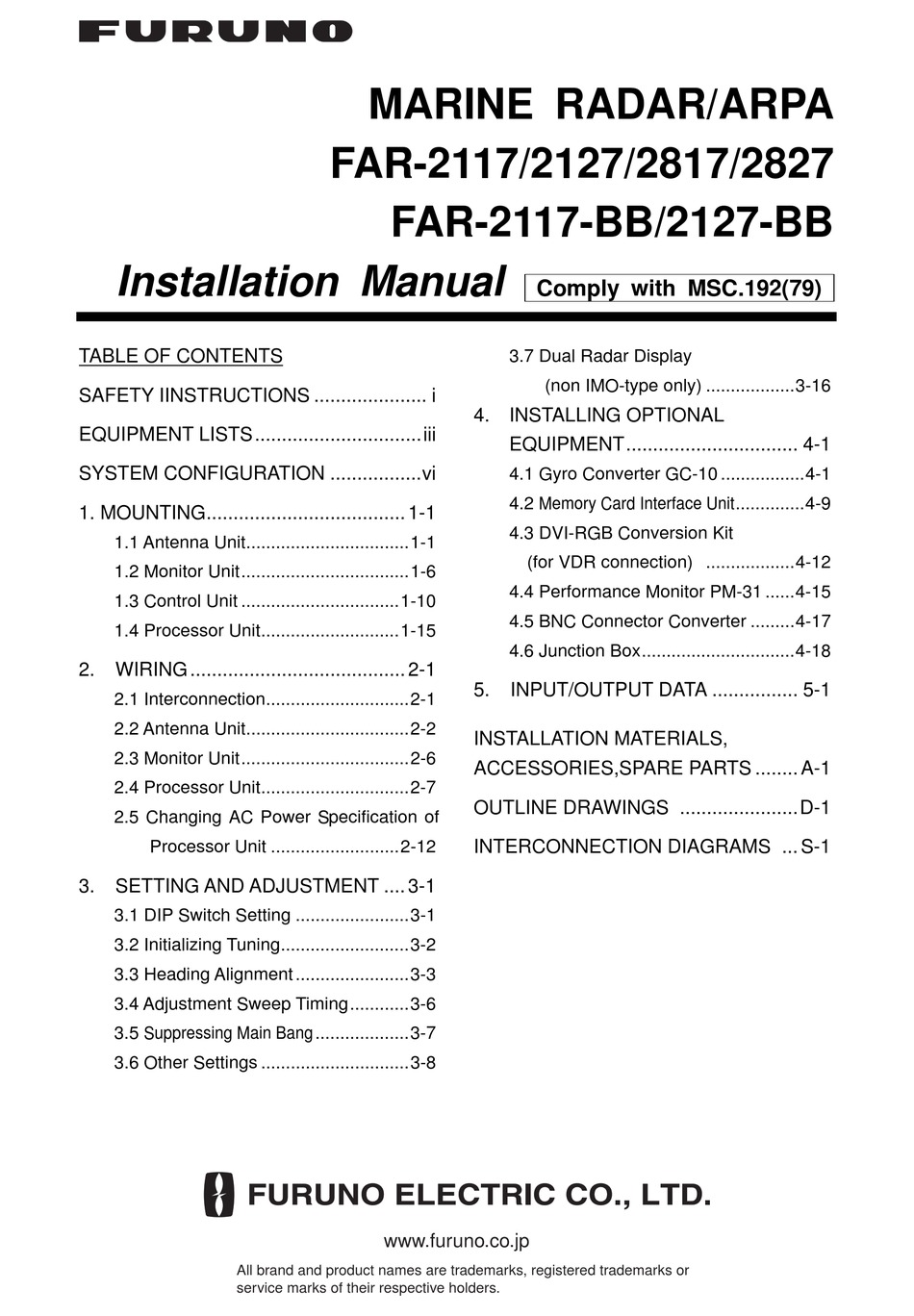 Furuno Far 2117 Installation Manual Pdf Download Manualslib