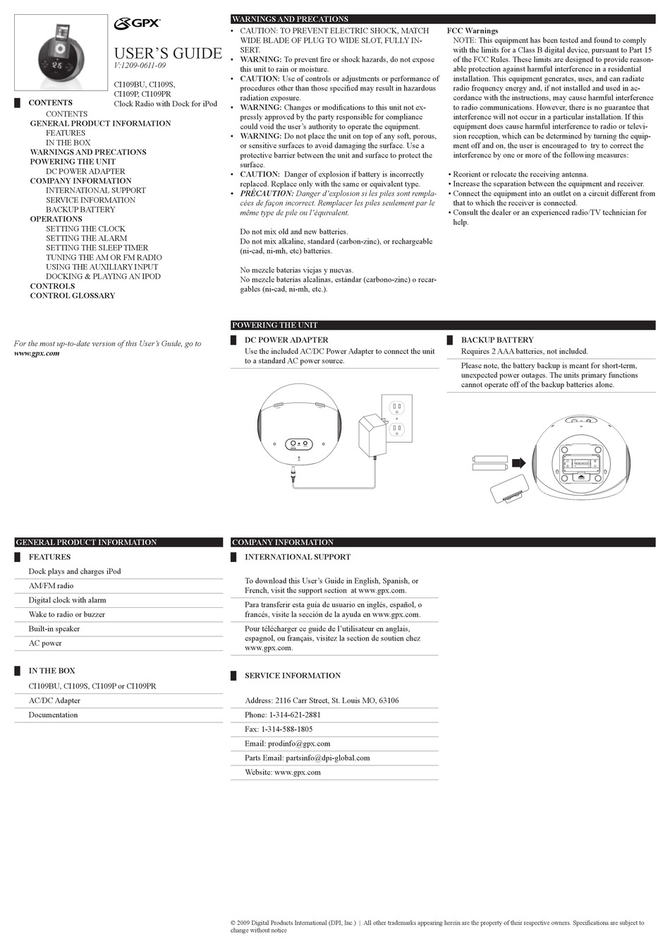 GPX 1209061109 CLOCK RADIO USER MANUAL ManualsLib