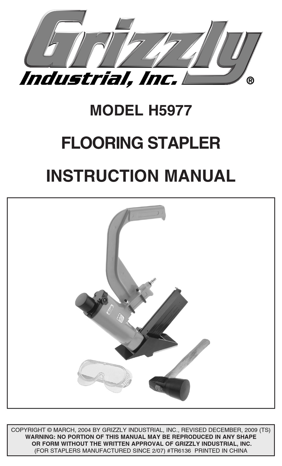 GRIZZLY FLOORING STAPLER H5977 POWER TOOL INSTRUCTION MANUAL ManualsLib