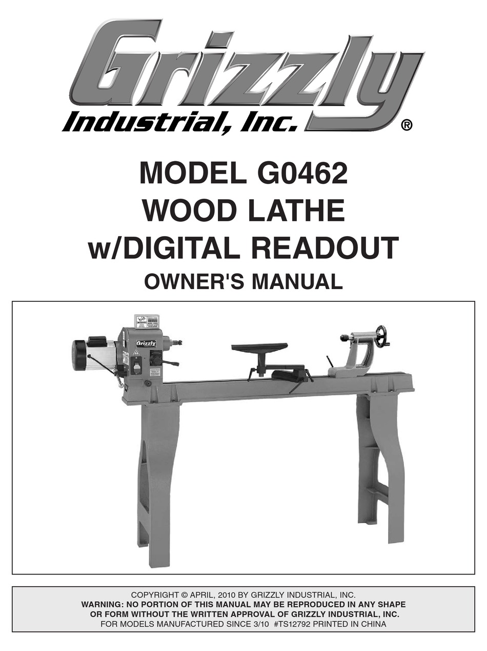 GRIZZLY G0462 LATHE OWNER'S MANUAL ManualsLib