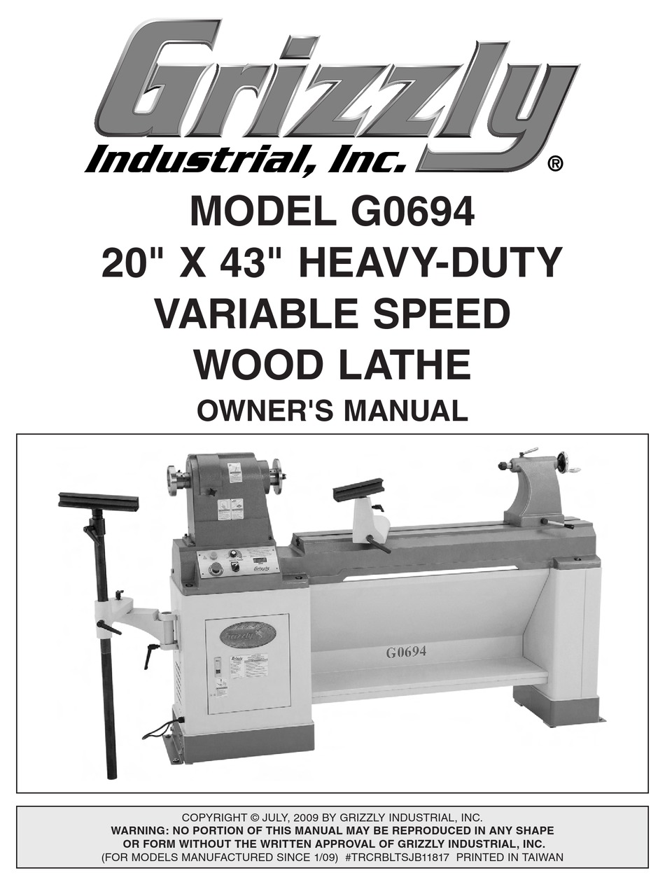 GRIZZLY G0694 LATHE OWNER'S MANUAL ManualsLib