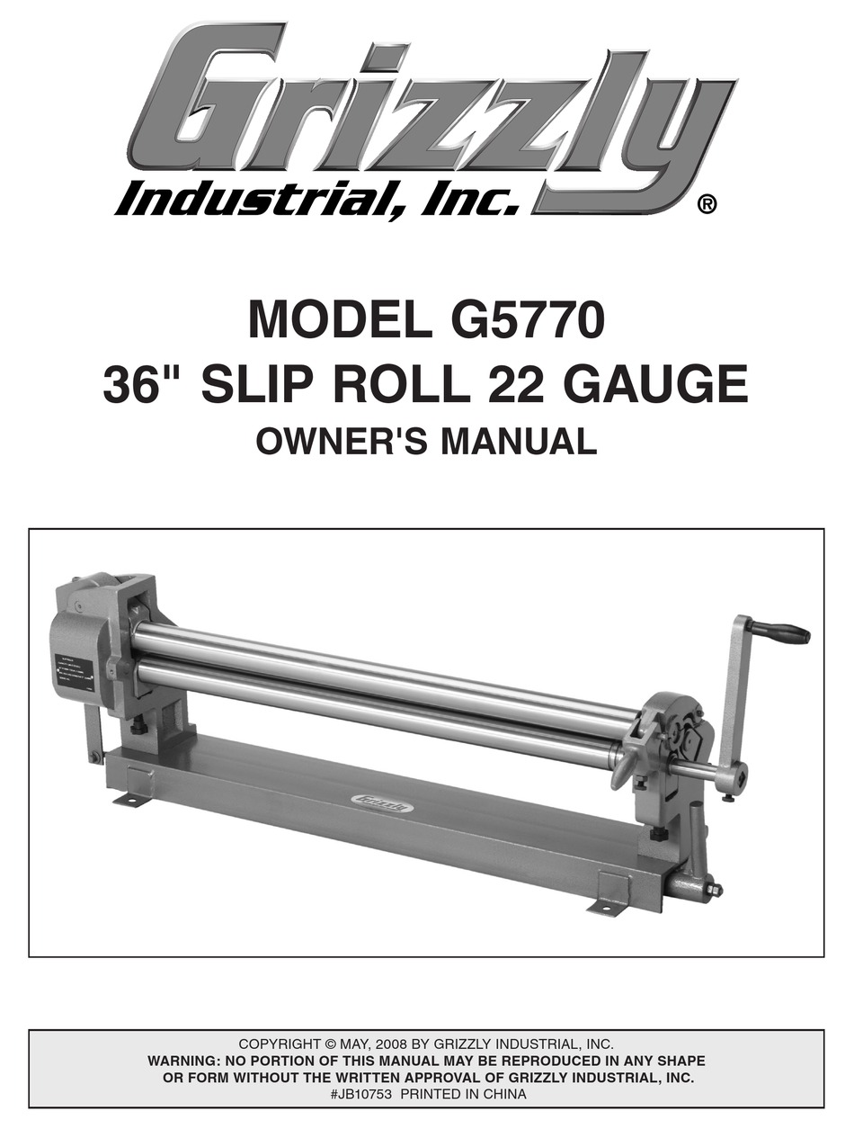 36 Slip Roll, 22-Gauge at  - Grizzly Industrial
