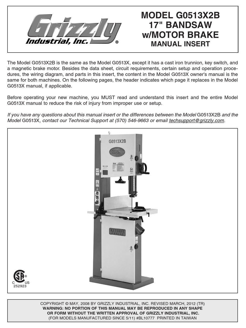 Grizzly G0513x2b Saw Manual Manualslib Grizzly G0513x2b Saw Manual Manualslib