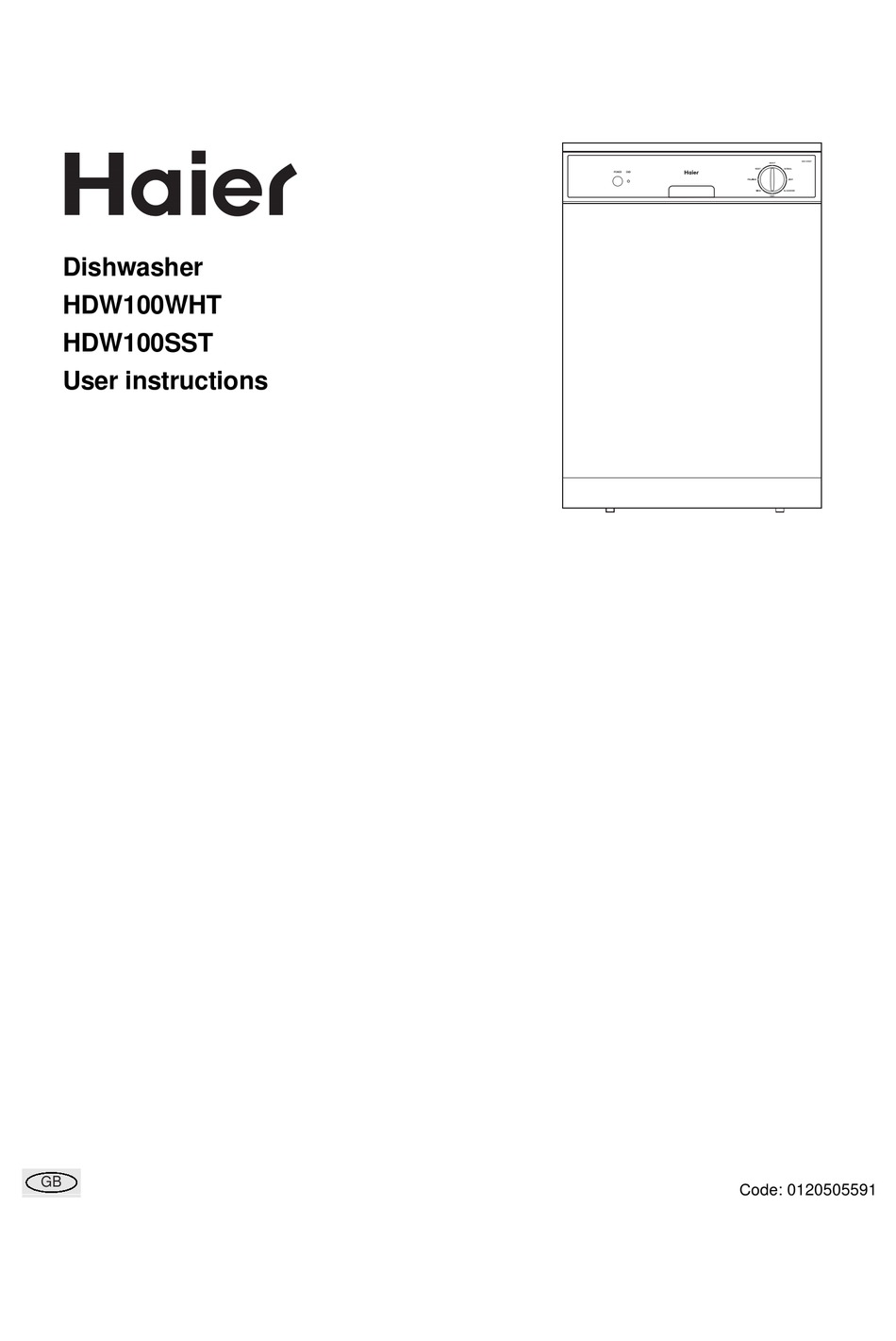 HAIER HDW100SST DISHWASHER USER INSTRUCTIONS ManualsLib