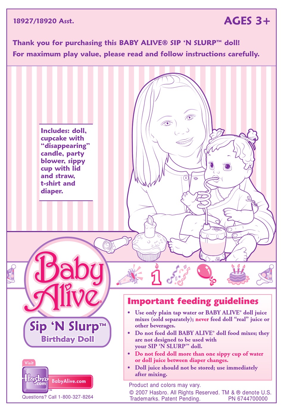 Hasbro Baby Alive Sip N Slurp Doll 1 Instruction Manual Pdf Download Manualslib
