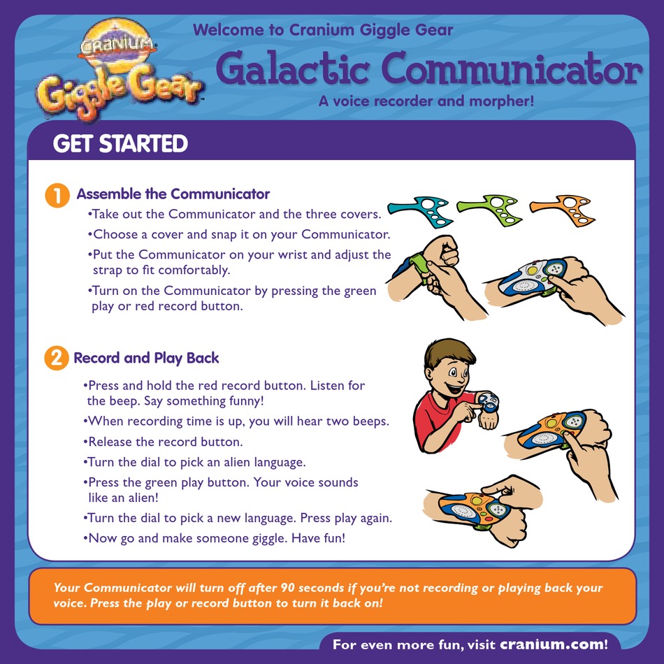 CRANIUM GALACTIC COMMUNICATOR GETTING STARTED MANUAL Pdf Download 