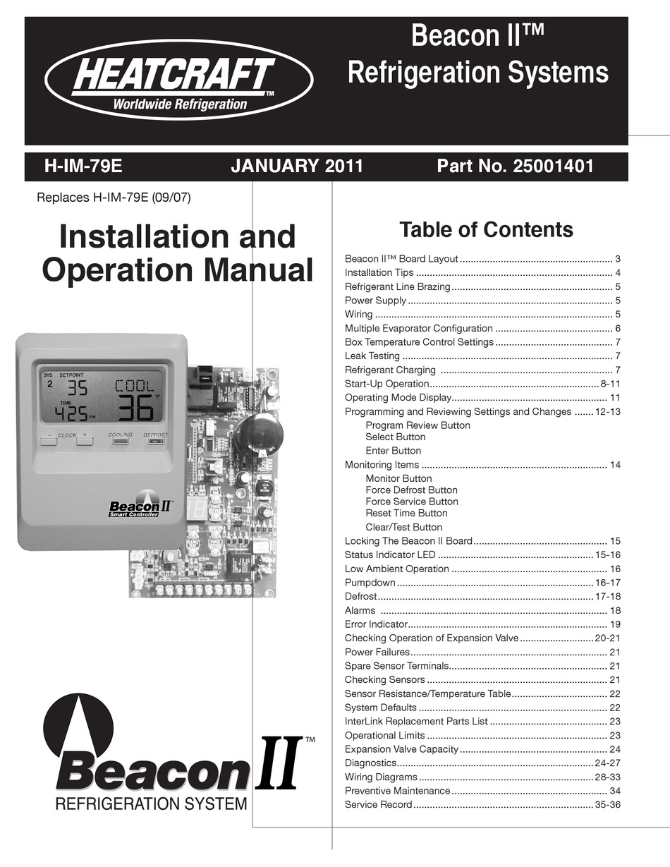 HEATCRAFT REFRIGERATION PRODUCTS BEACON II H-IM-79E INSTALLATION AND