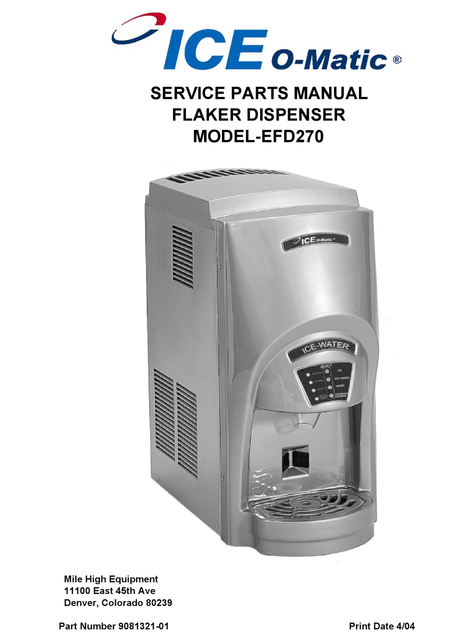 ICE-O-MATIC EFD270 SERVICE PARTS Pdf Download | ManualsLib