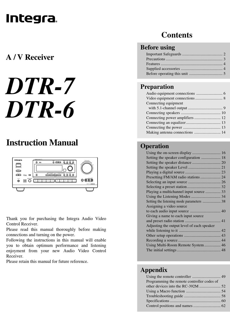 Bedienungsanleitung-Operation Manual für Otari DTR-7 