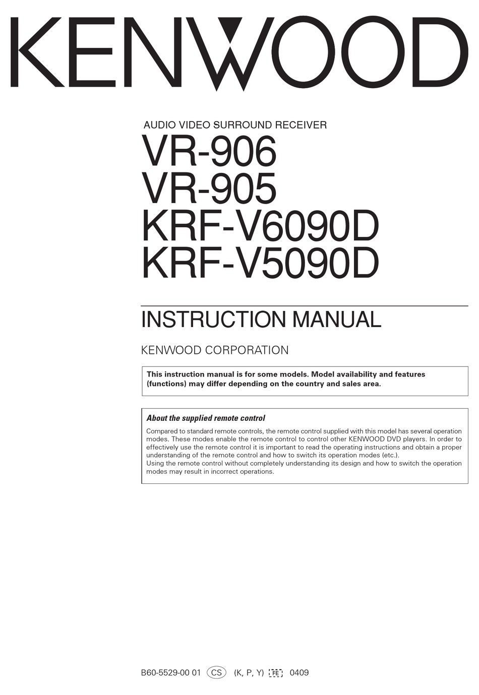 Kenwood Vr 905 Instruction Manual Pdf Download Manualslib