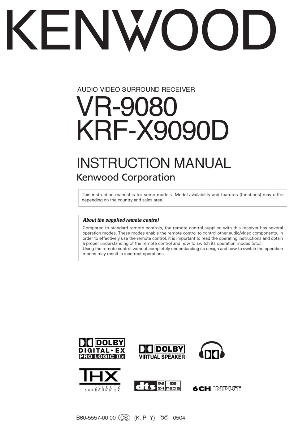 Kenwood Vr 9080 Instruction Manual Pdf Download Manualslib