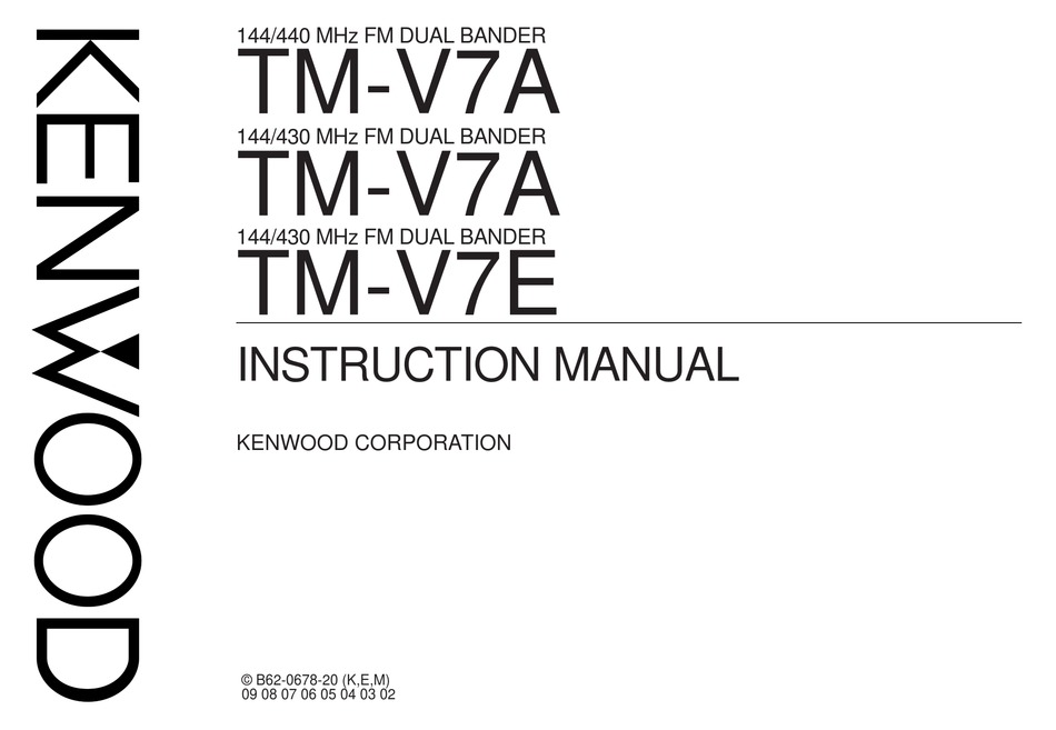 Kenwood Tm V7a Instruction Manual Pdf Download Manualslib