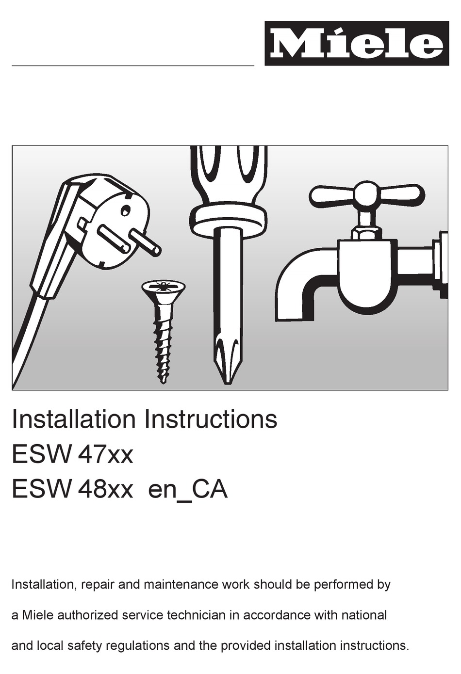 MIELE ESW 47XX WARMING DRAWER INSTALLATION INSTRUCTIONS MANUAL ManualsLib
