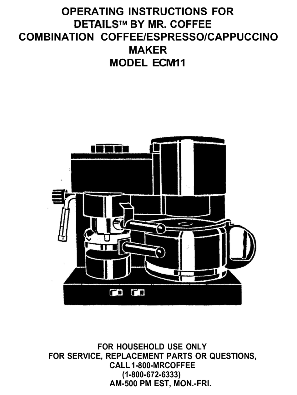 MR. COFFEE DETAILS ECM11 COFFEE MAKER 