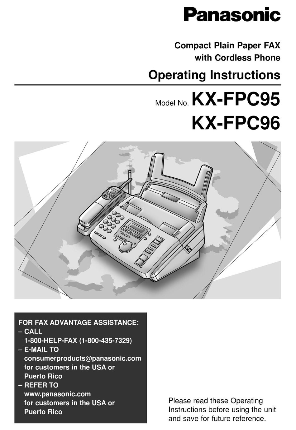 PANASONIC KX-FPC95 FAX MACHINE OPERATING INSTRUCTIONS MANUAL | ManualsLib