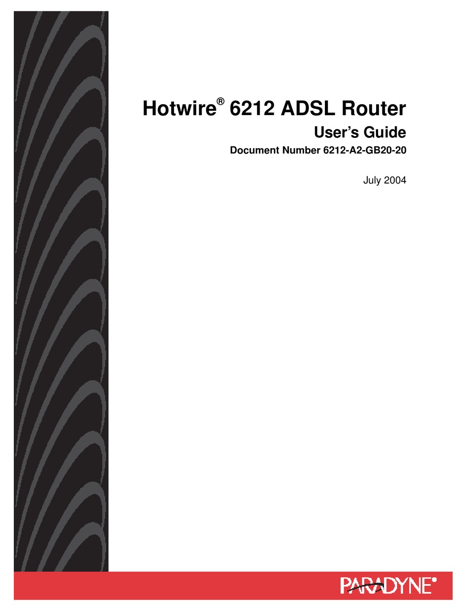PARADYNE HOTWIRE 6212 NETWORK ROUTER USER MANUAL ManualsLib