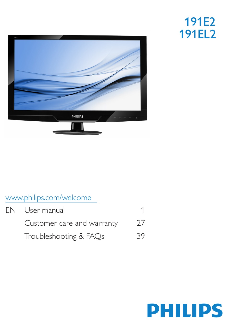 LED monitor with Digital TV tuner 191TE2LB/00