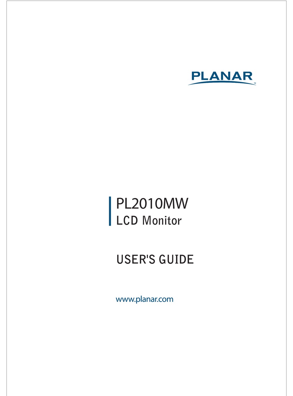 Osd Lock Out Function - Planar PL2010MW 