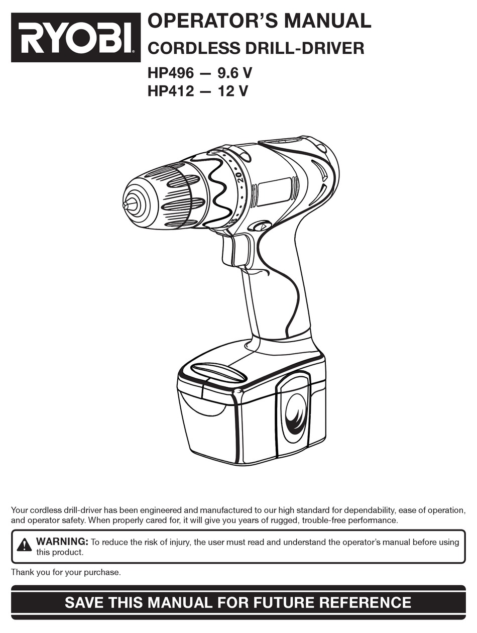 Replacement battery for discount ryobi 9.6 v hp496