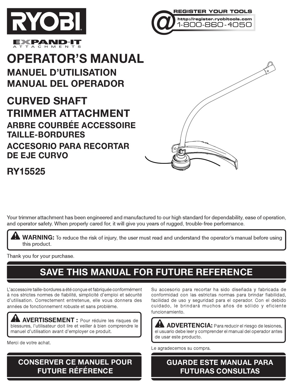 RYOBI RY15525 OPERATOR'S MANUAL Pdf Download | ManualsLib