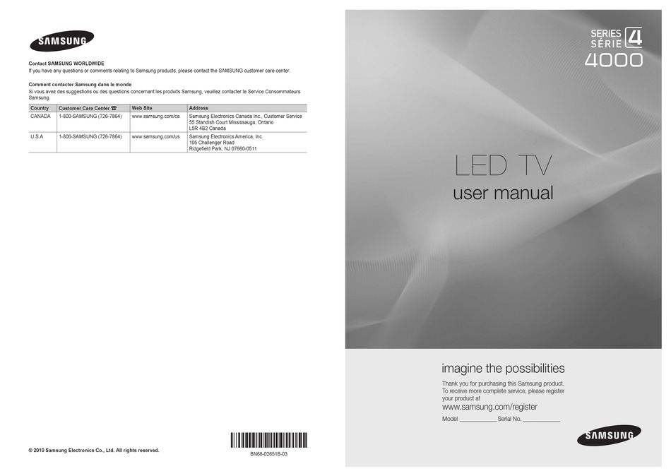 SAMSUNG UN32C4000 LED TV USER MANUAL | ManualsLib