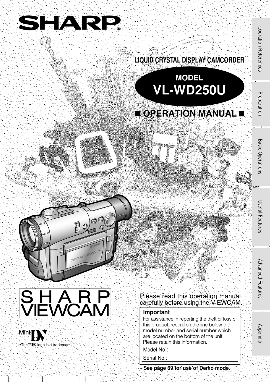 SHARP VIEWCAM VLWD250U CAMCORDER OPERATION MANUAL ManualsLib