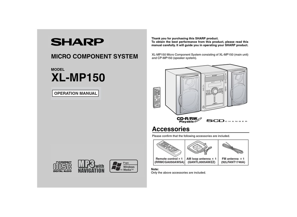 Sharp Xl Mp150 Operation Manual Pdf Download Manualslib