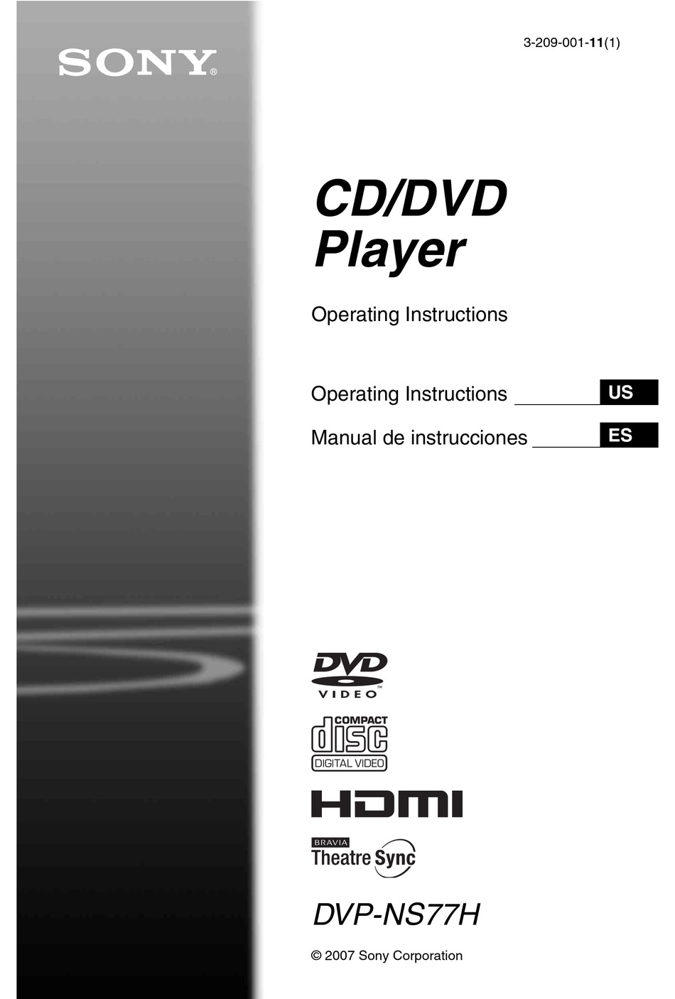 SONY DVP-NS77H DVD PLAYER OPERATING INSTRUCTIONS MANUAL | ManualsLib