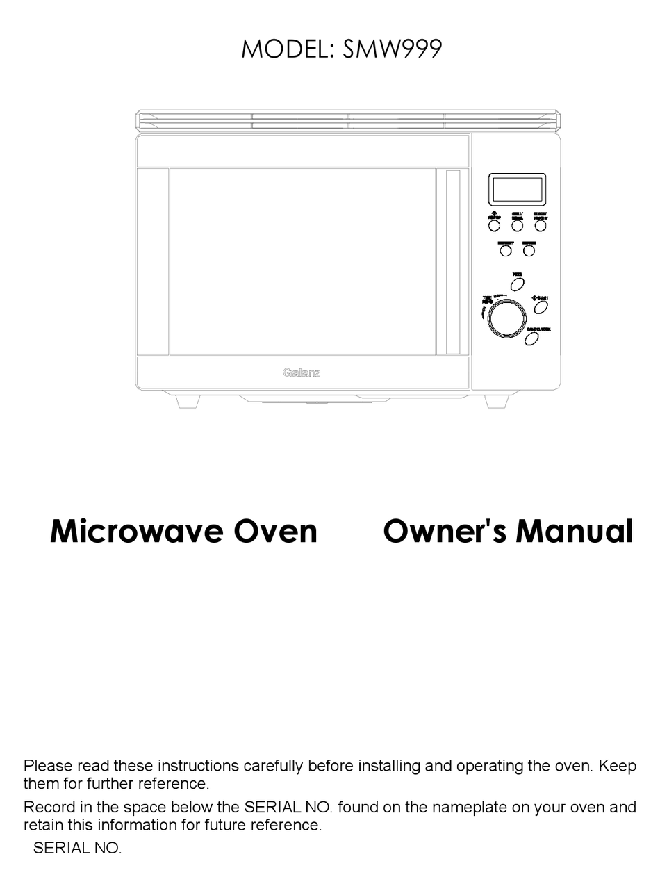 SUNBEAM SMW999 MICROWAVE OVEN OWNER'S MANUAL ManualsLib
