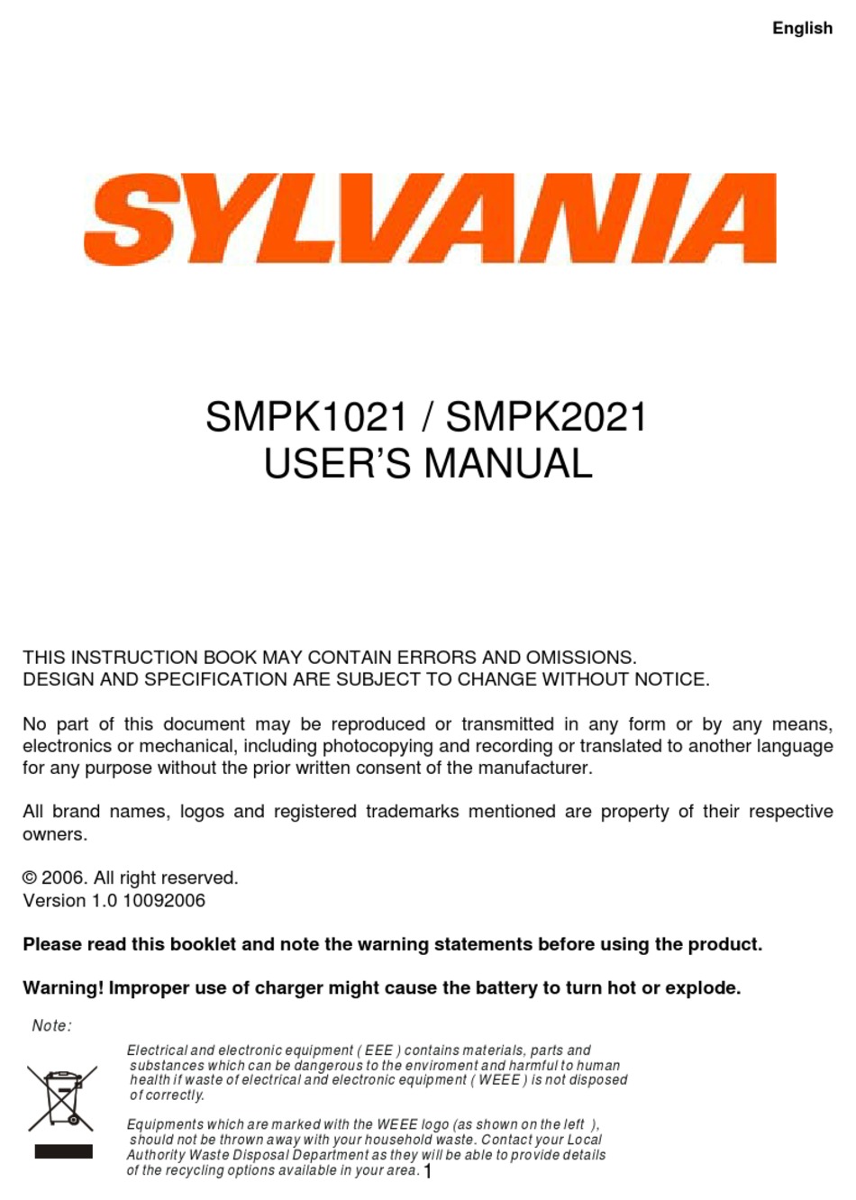 SYLVANIA SMPK1021 MP3 PLAYER USER MANUAL ManualsLib