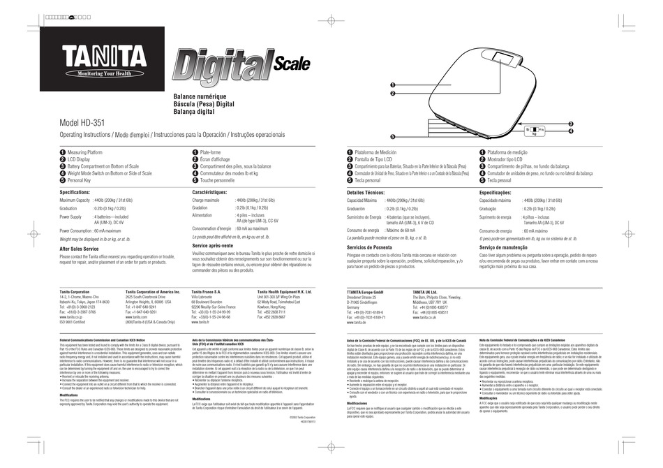 Tanita HD-351 Digital Weight Scale