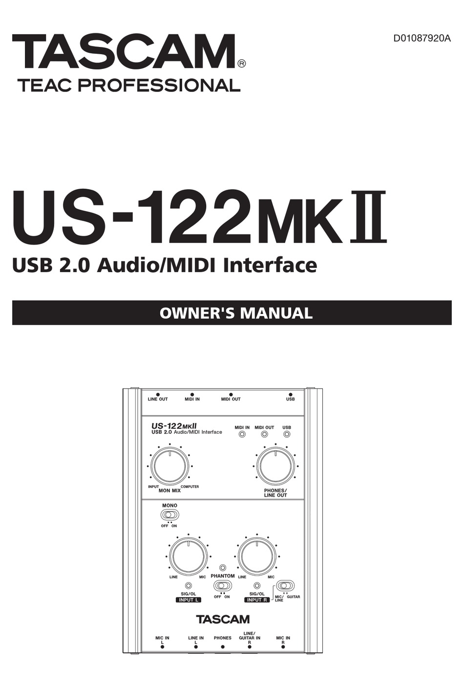 TASCAM US-122MKII OWNER'S MANUAL Pdf Download | ManualsLib