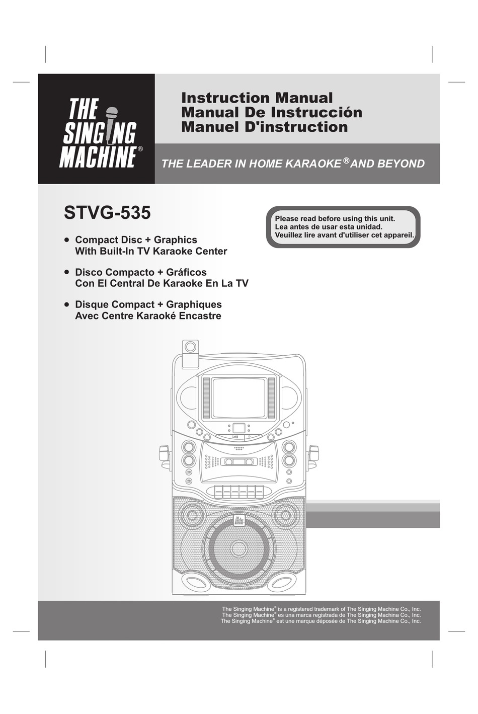 THE SINGING MACHINE STVG535 CD PLAYER INSTRUCTION MANUAL ManualsLib