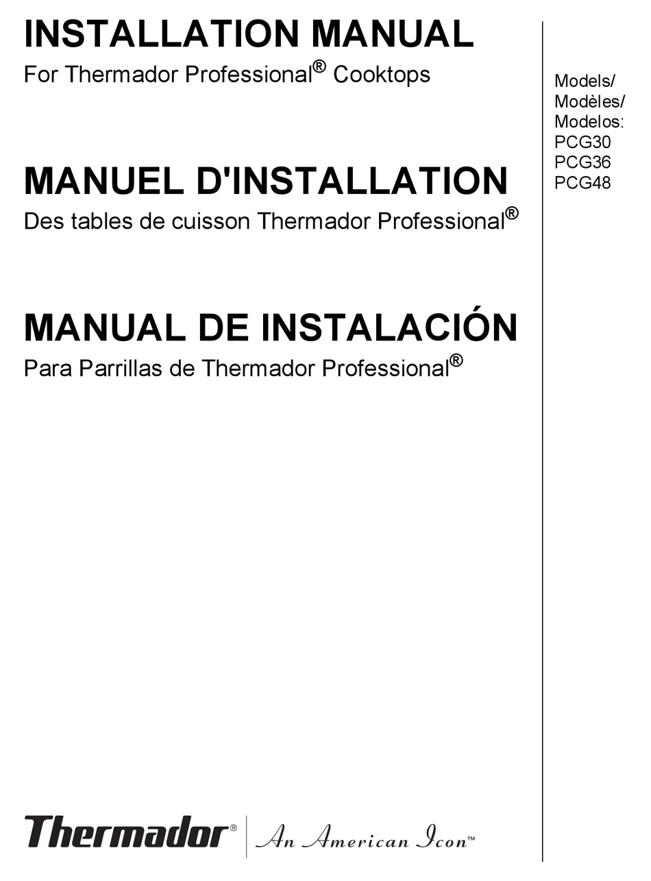 THERMADOR PCG30 COOKTOP INSTALLATION MANUAL ManualsLib