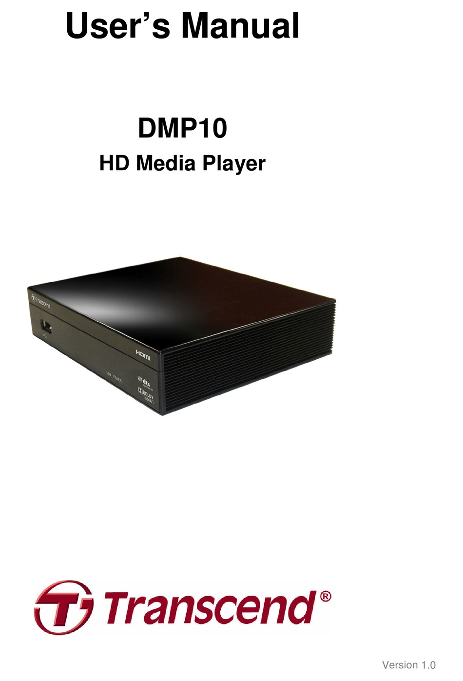 TRANSCEND DMP10 MEDIA PLAYER USER MANUAL ManualsLib