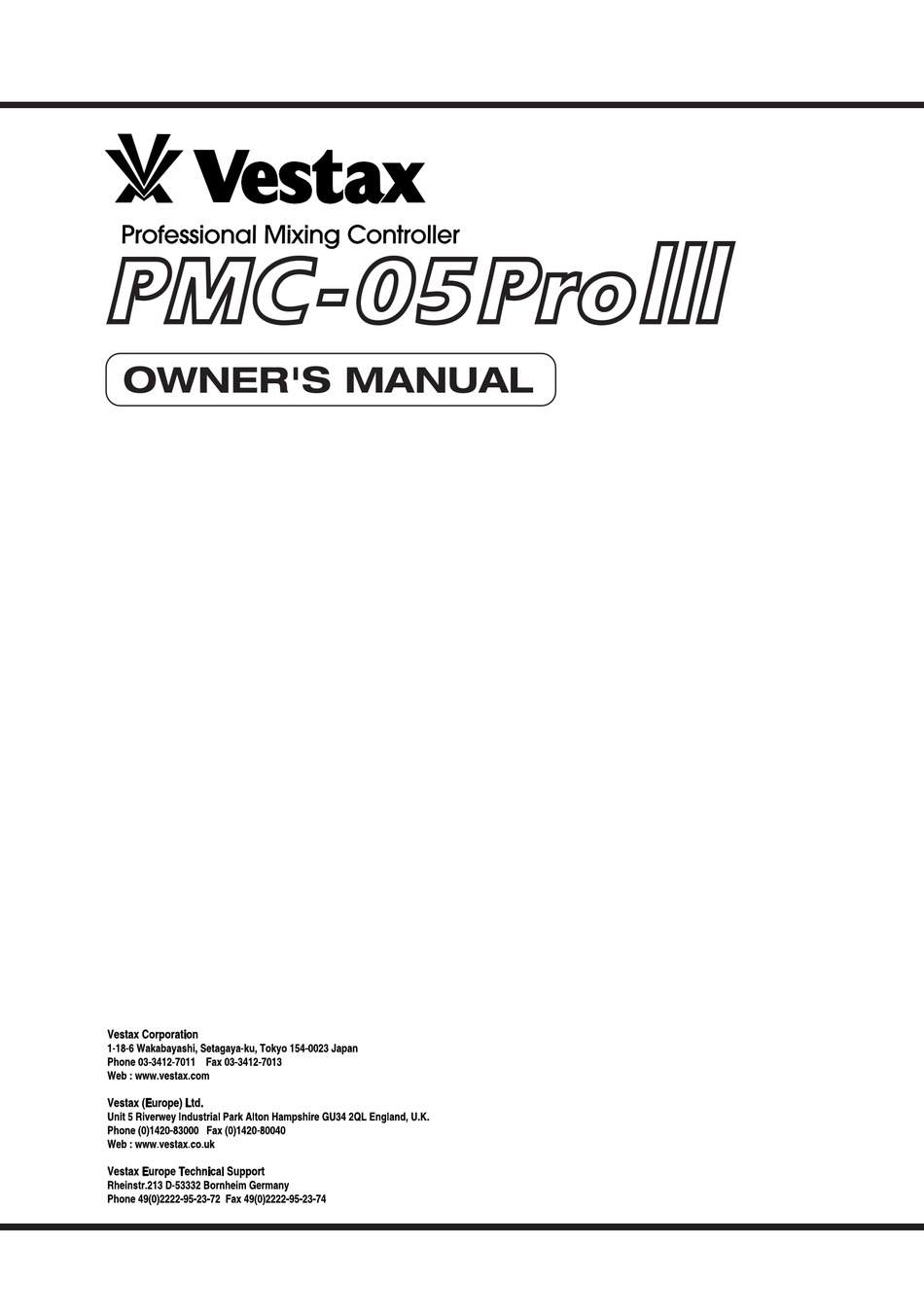 VESTAX PMC-05PROIII OWNER'S MANUAL Pdf Download | ManualsLib