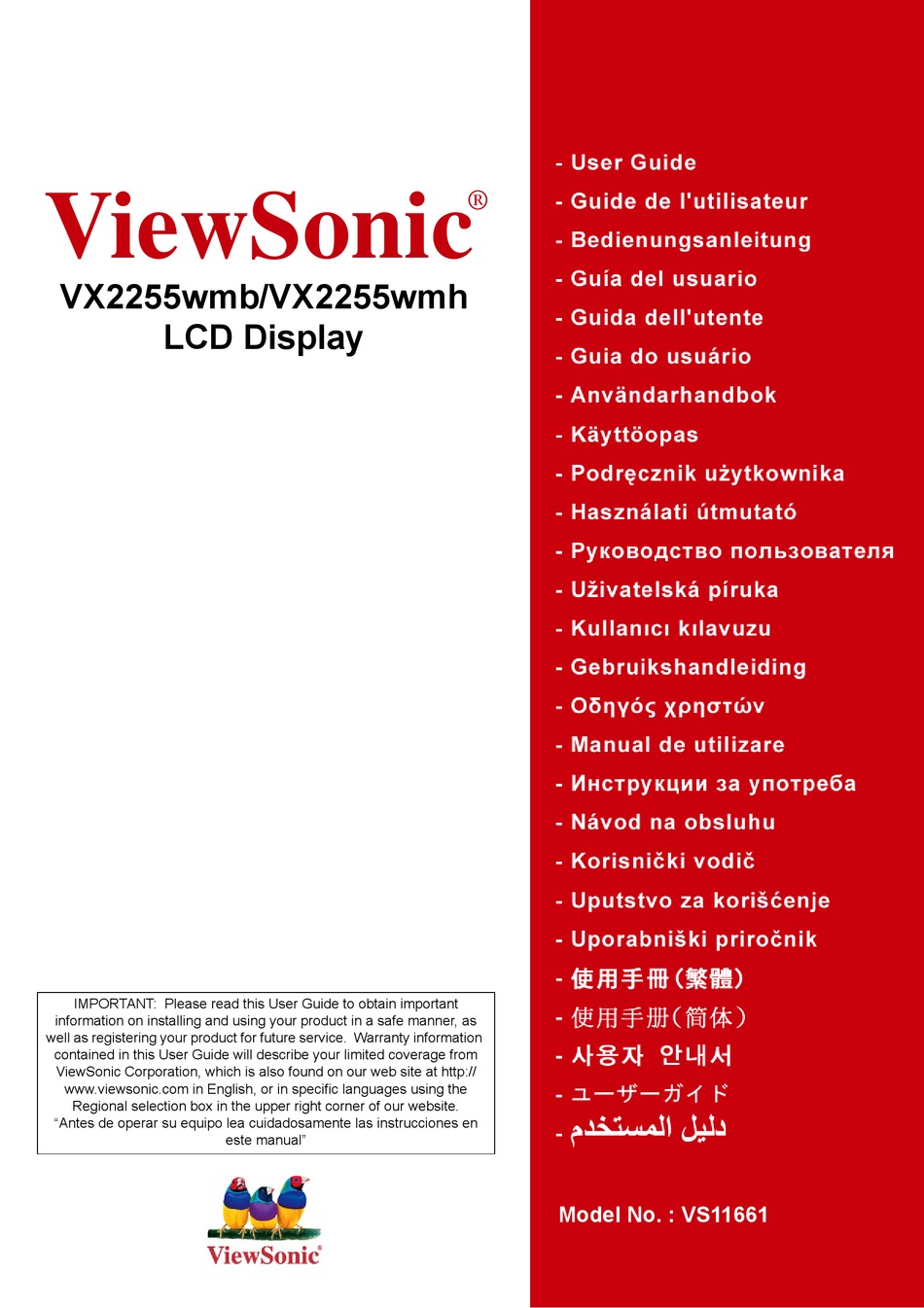 VIEWSONIC VS11661 MONITOR USER MANUAL 