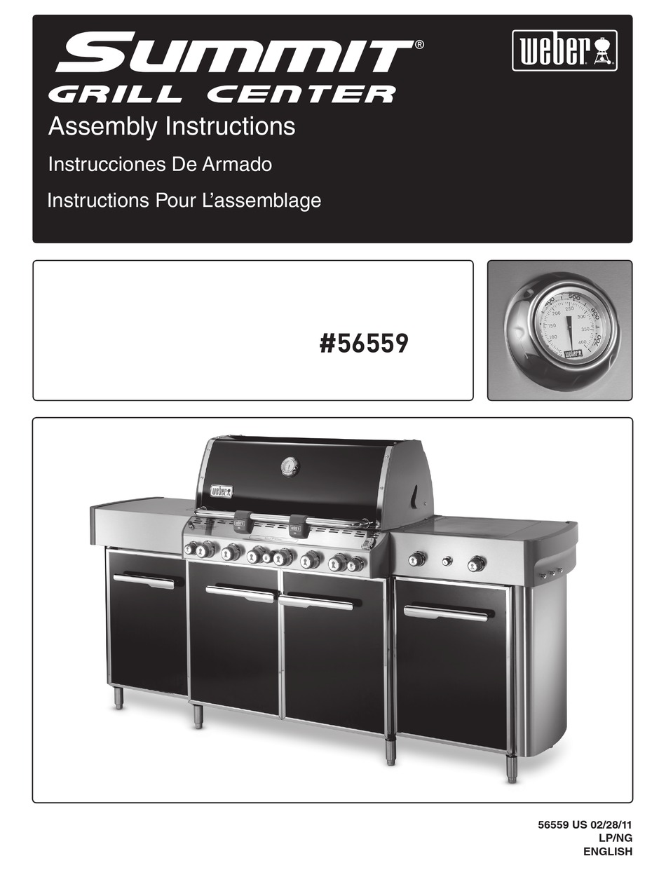 WEBER SUMMIT GRILL CENTER 56559 GRILL ASSEMBLY INSTRUCTIONS MANUAL