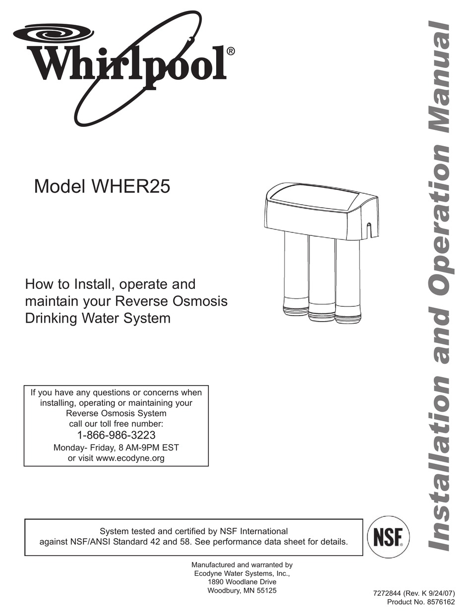 whirlpool reverse osmosis model tp 12 manual