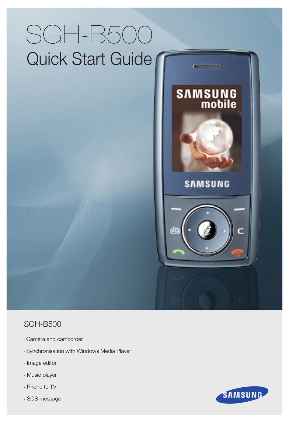 SAMSUNG SGH-B500 CELL PHONE QUICK START MANUAL | ManualsLib