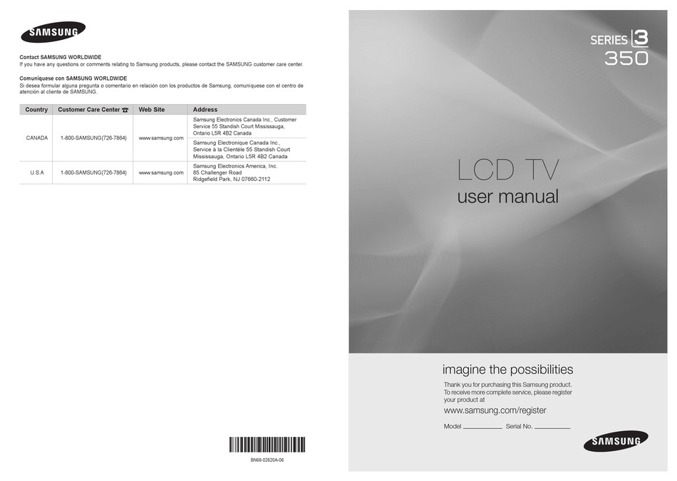 SAMSUNG LN26C350D1D USER MANUAL Pdf Download | ManualsLib