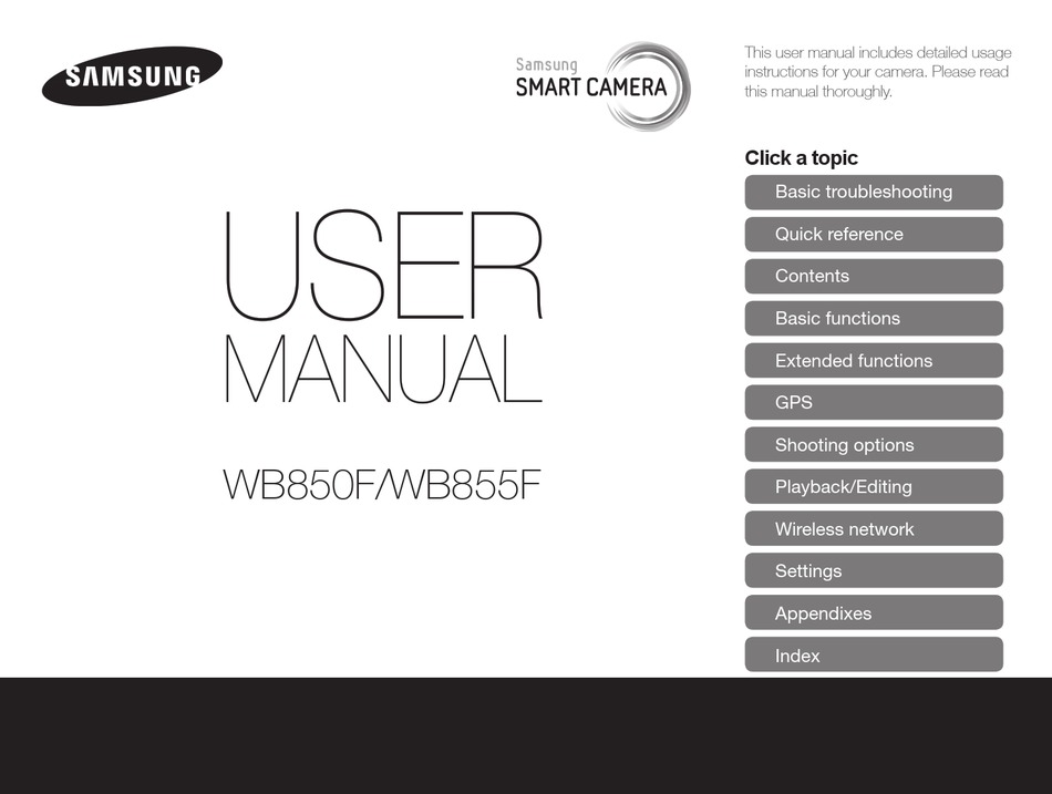 Samsung WB850F wb855f DIGITALE SMART Fotocamera completamente STAMPATA manuale di istruzioni 