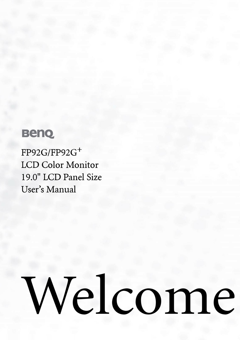 BENQ FP92G+ MONITOR USER MANUAL ManualsLib