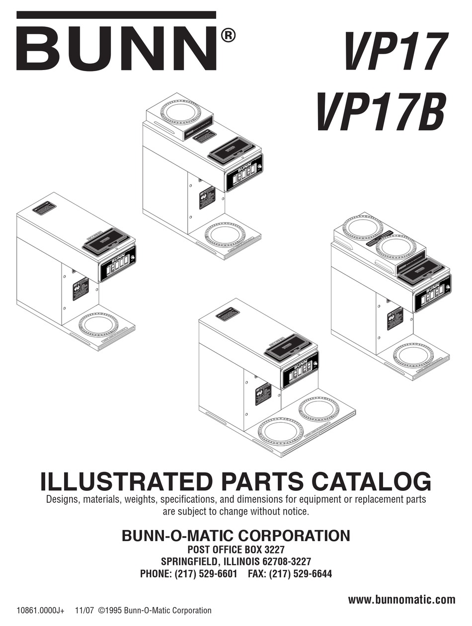 Bunn Vp17 Illustrated Parts Catalog Pdf Download Manualslib