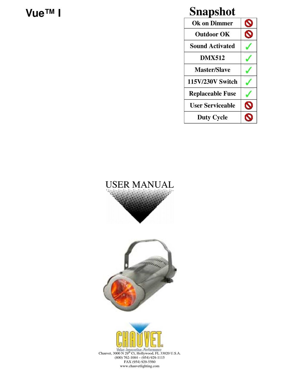 Chauvet Vue I User Manual Pdf Download Manualslib Chauvet Vue I User Manual Pdf Download Manualslib