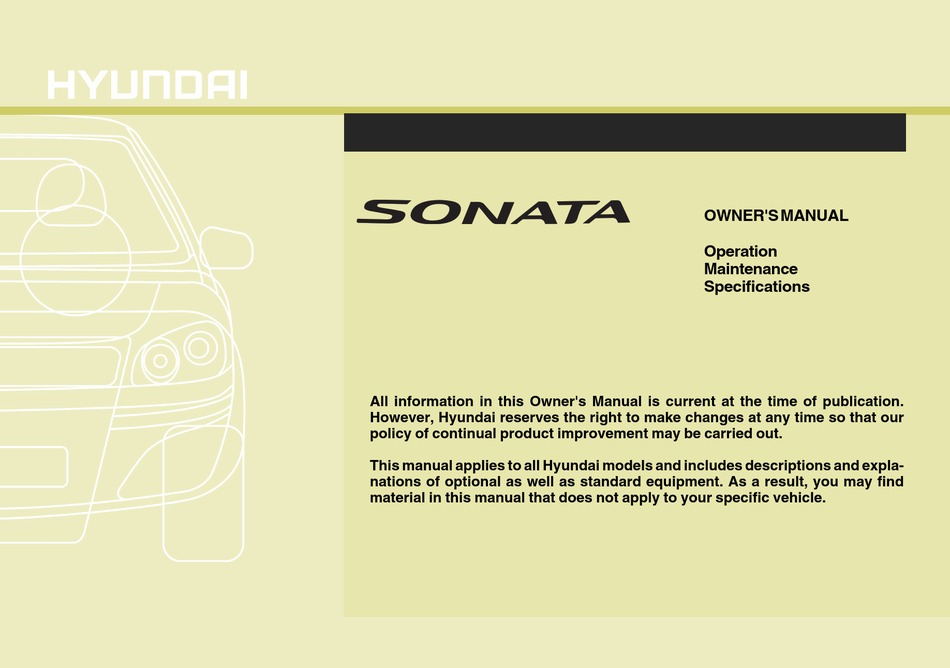 HYUNDAI 2009 SONATA OWNER'S MANUAL Pdf Download | ManualsLib