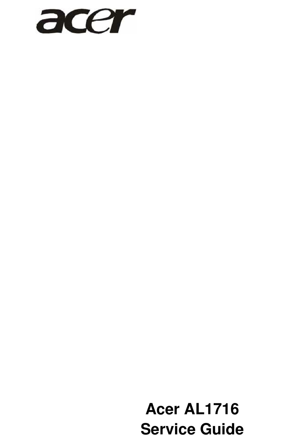 ACER AL1716 SERVICE MANUAL Pdf Download | ManualsLib